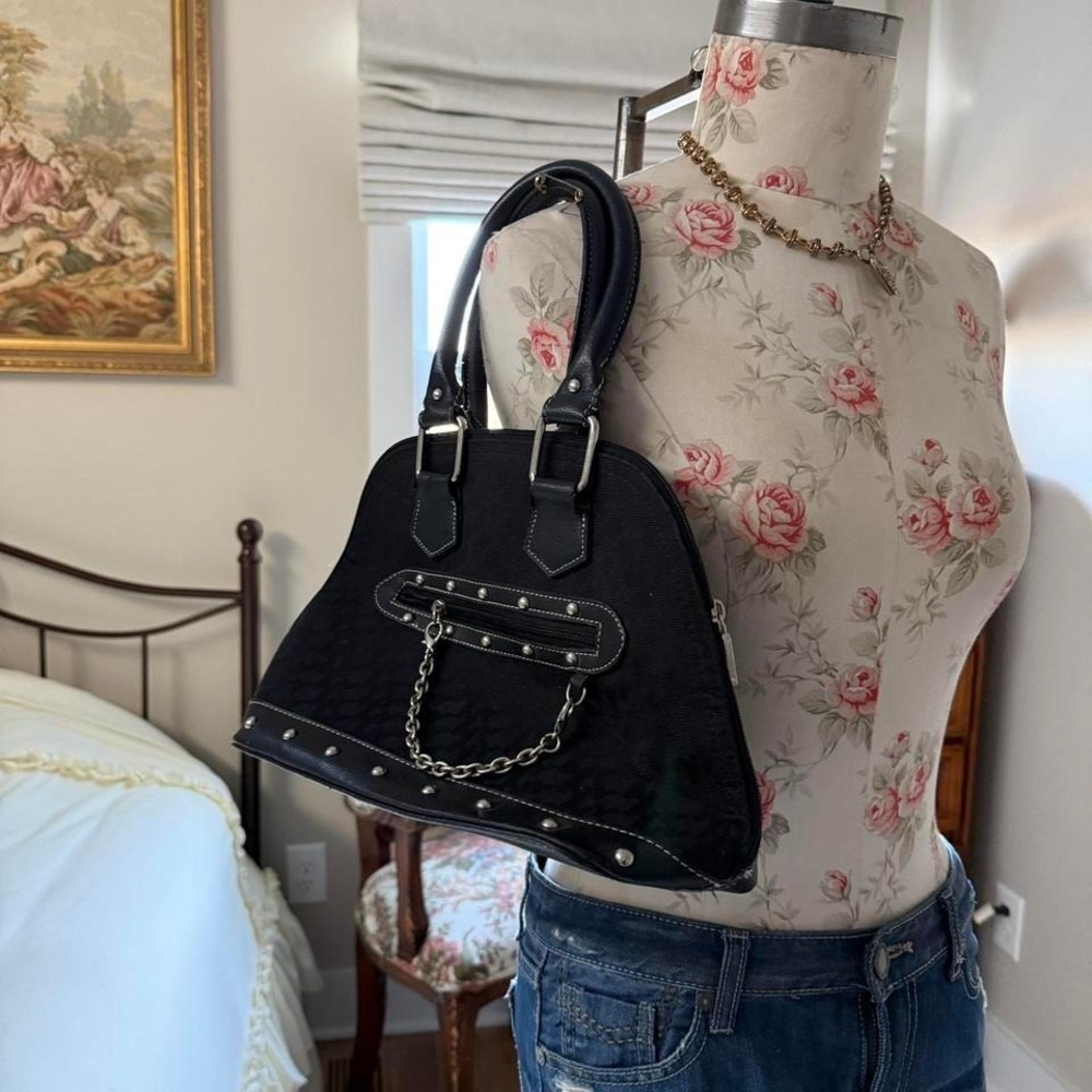 black‎ shoulder bag  y2k black studded chain handbag - Picture 2 of 6